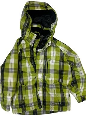 Ripzone Kids' Green Plaid Hooded Snow Jacket